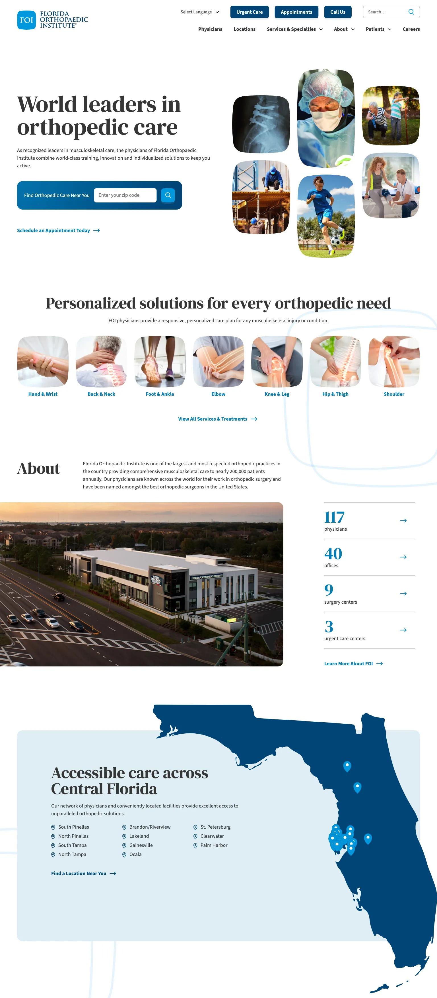 Florida Orthopaedic Institute screenshot