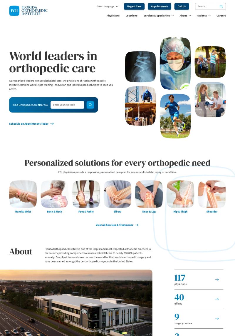 Florida Orthopaedic Institute screenshot