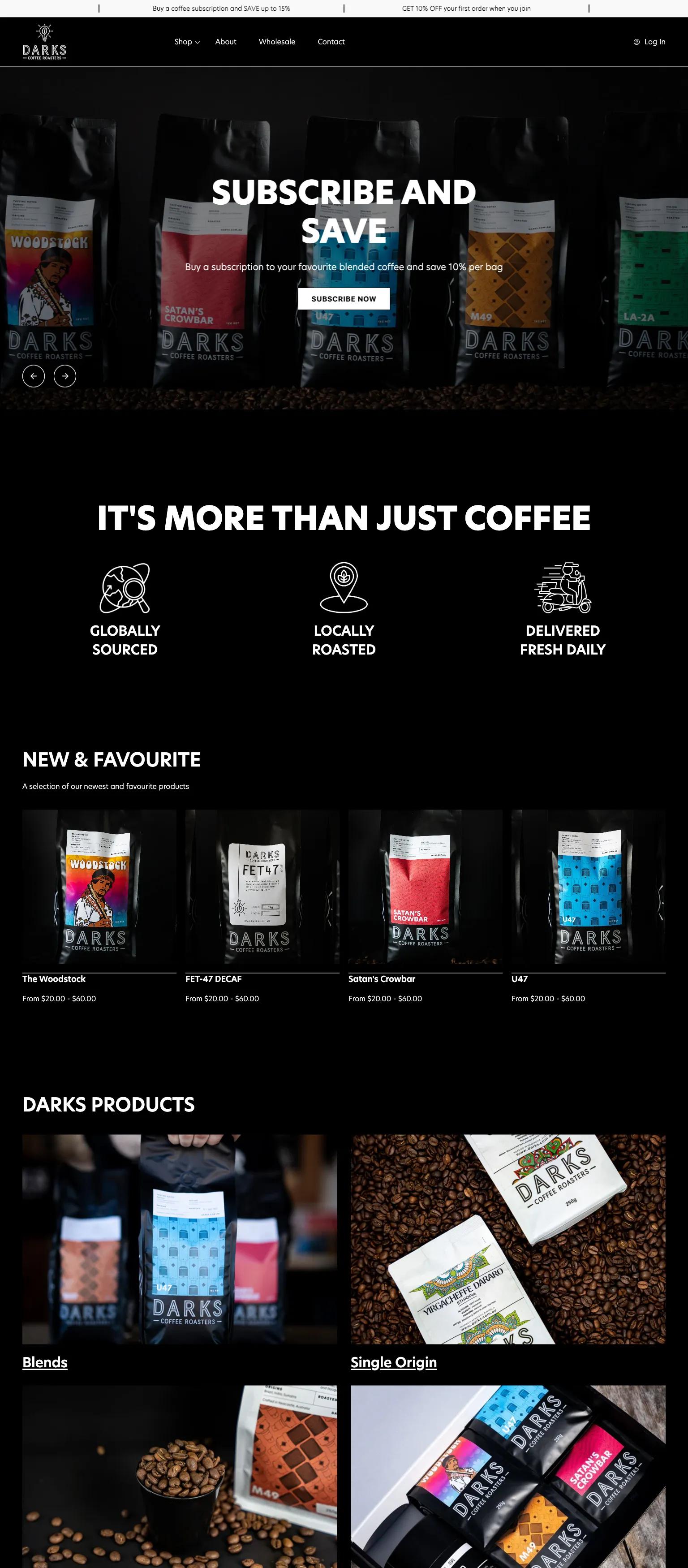 Darks Coffee Roasters screenshot