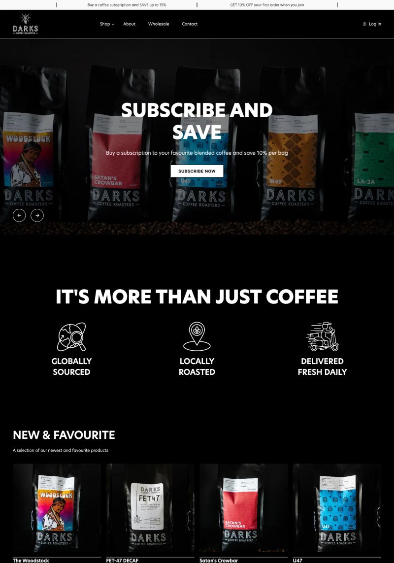 Darks Coffee Roasters screenshot