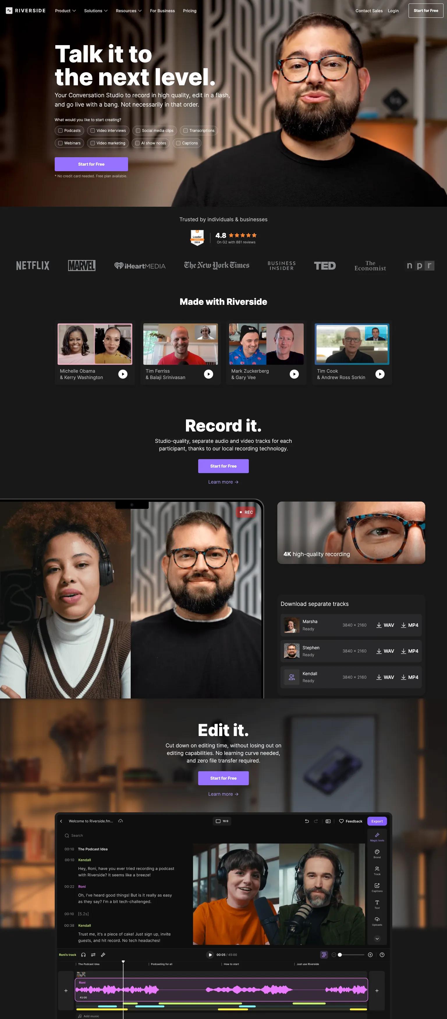 Riverside.fm screenshot