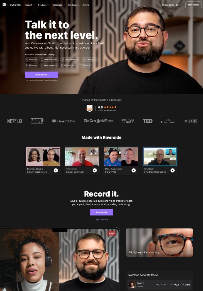 Riverside.fm screenshot