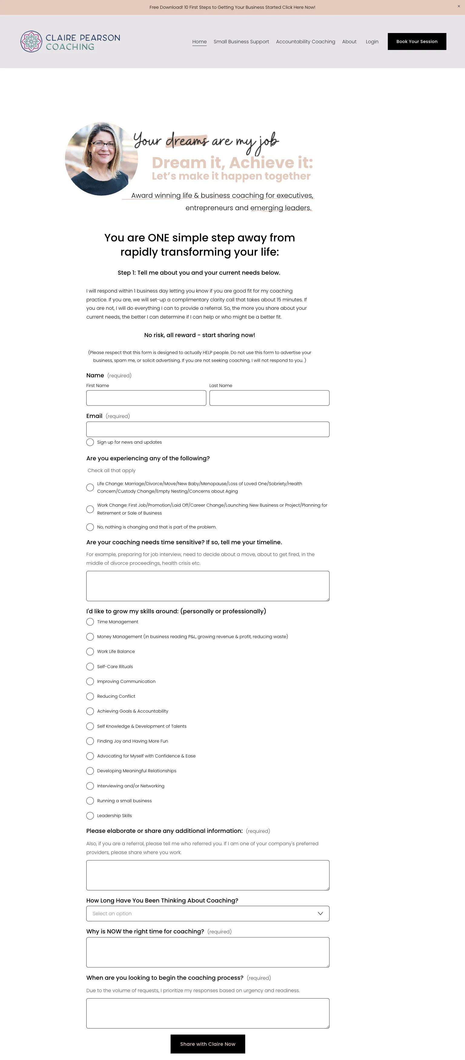 Claire Pearson Coaching screenshot