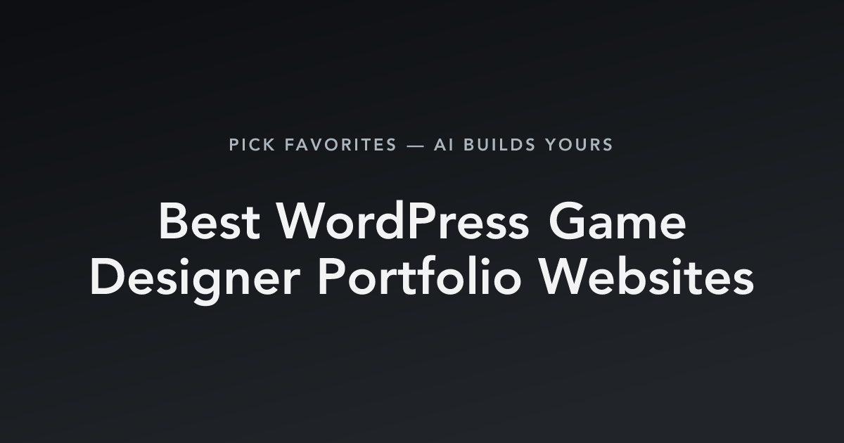 Best WordPress Game Designer Portfolio Websites with count