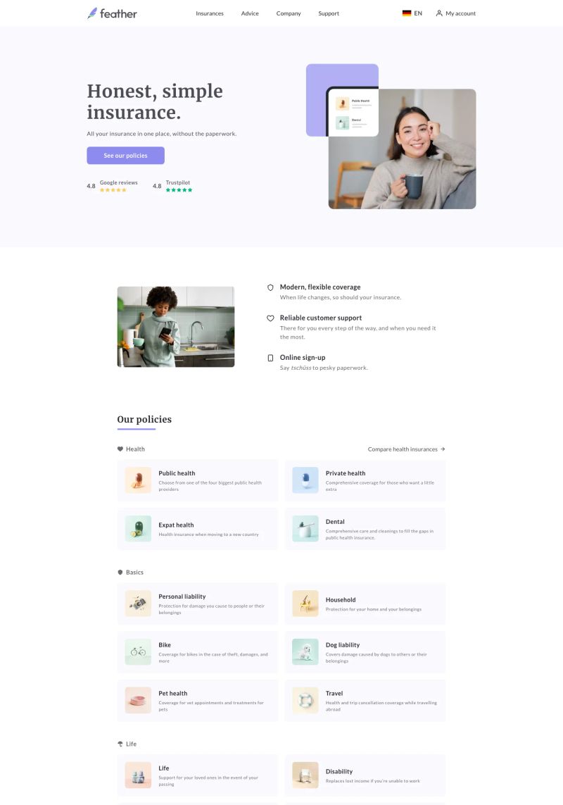 Feather Insurance screenshot