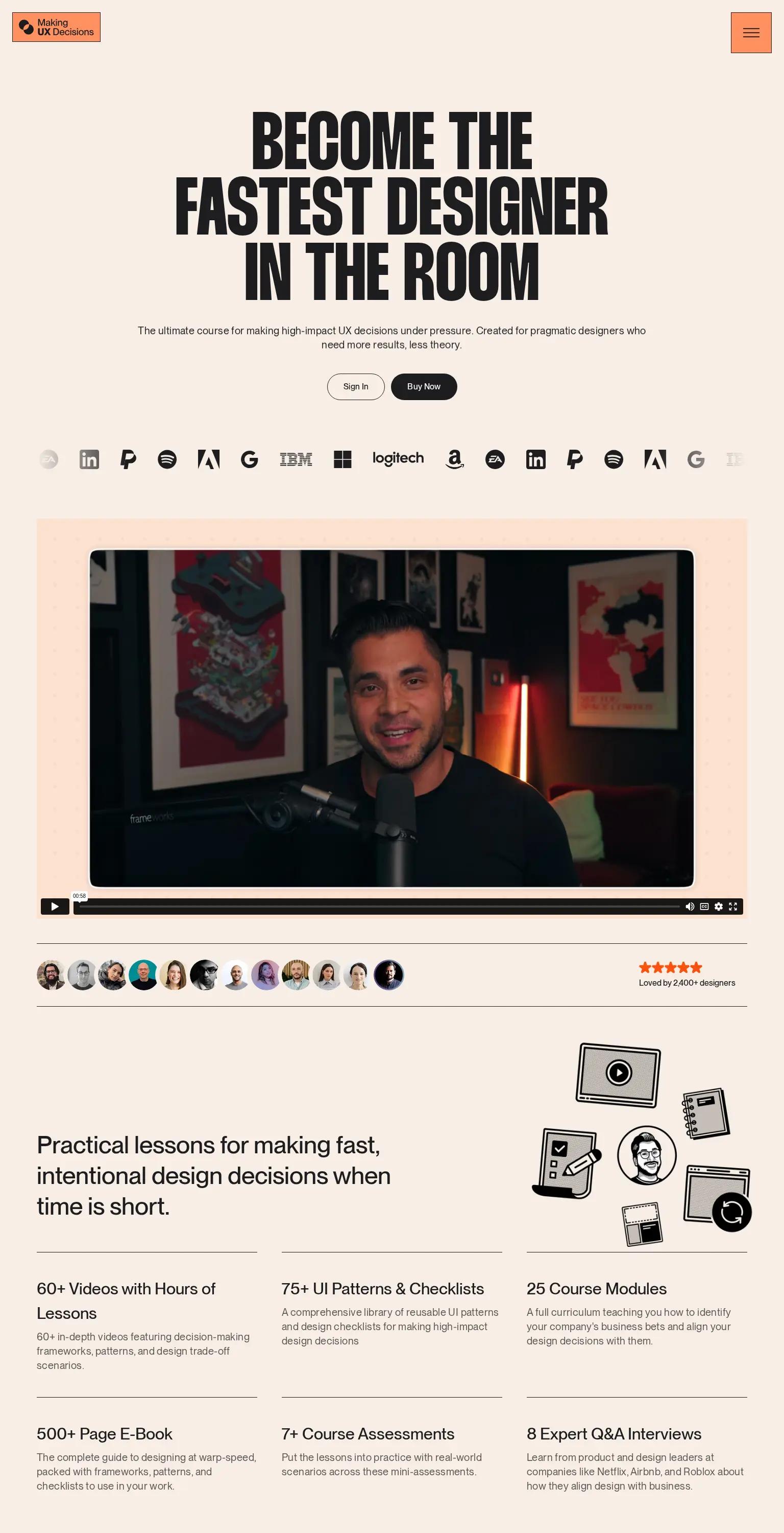 UX Decisions screenshot