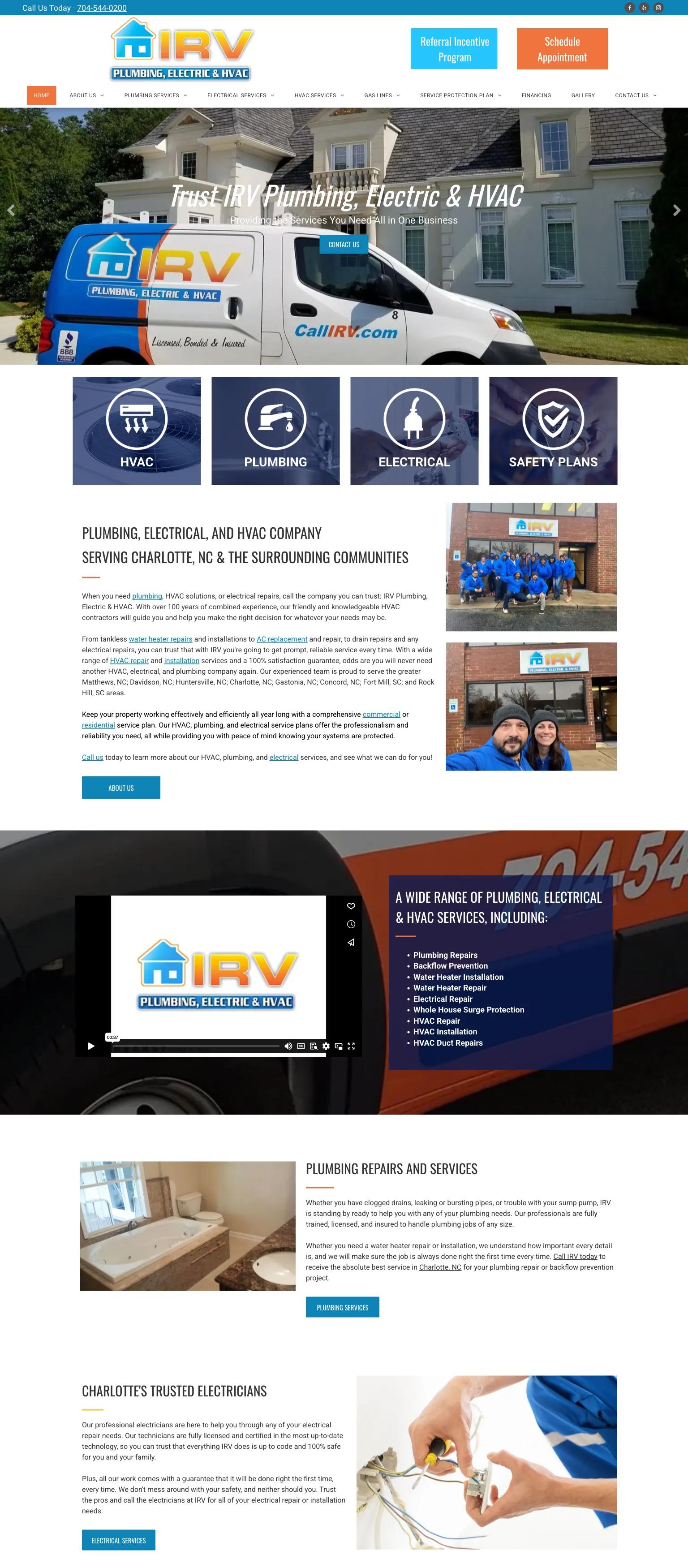 IRV Plumbing, Electric & HVAC screenshot