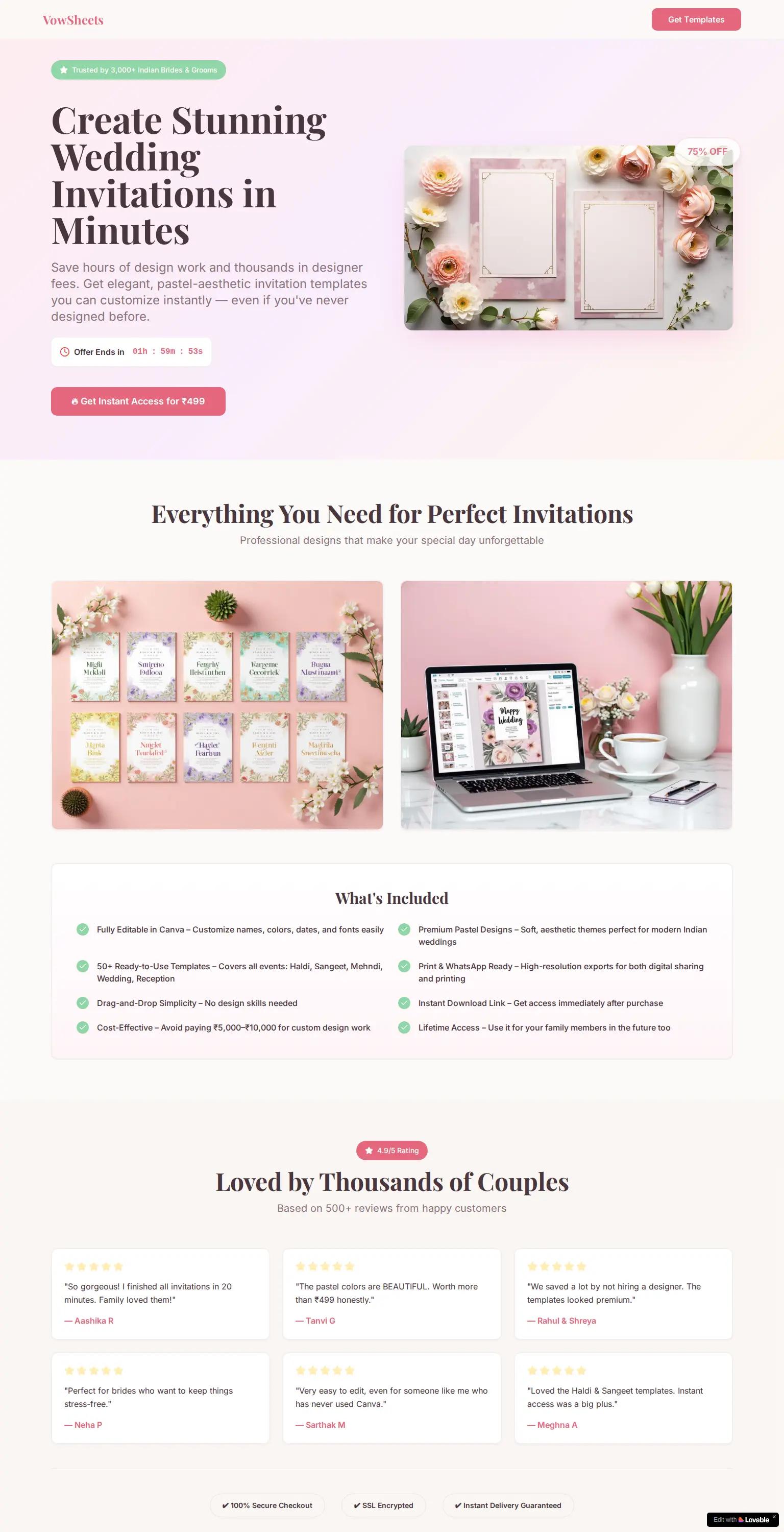 Vowsheets screenshot