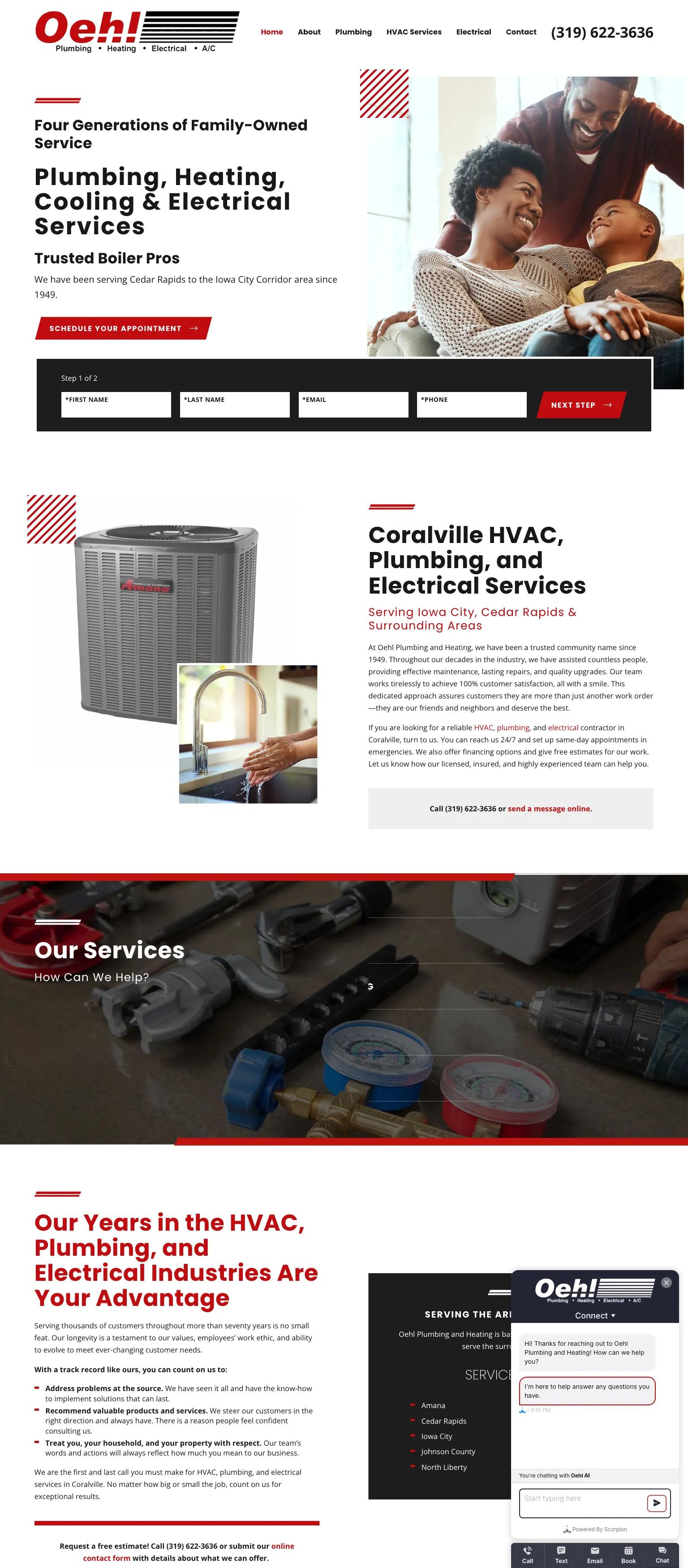 Oehl Plumbing, Heating, Electric, & Air Conditioning screenshot