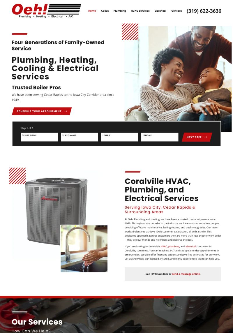 Oehl Plumbing, Heating, Electric, & Air Conditioning screenshot