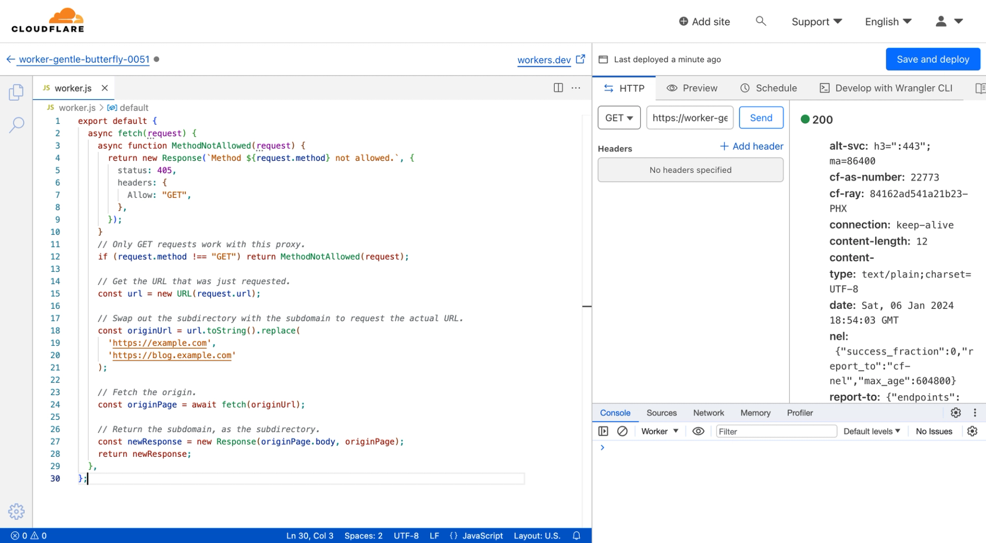 Subdomain to subdirectory Cloudflare Worker