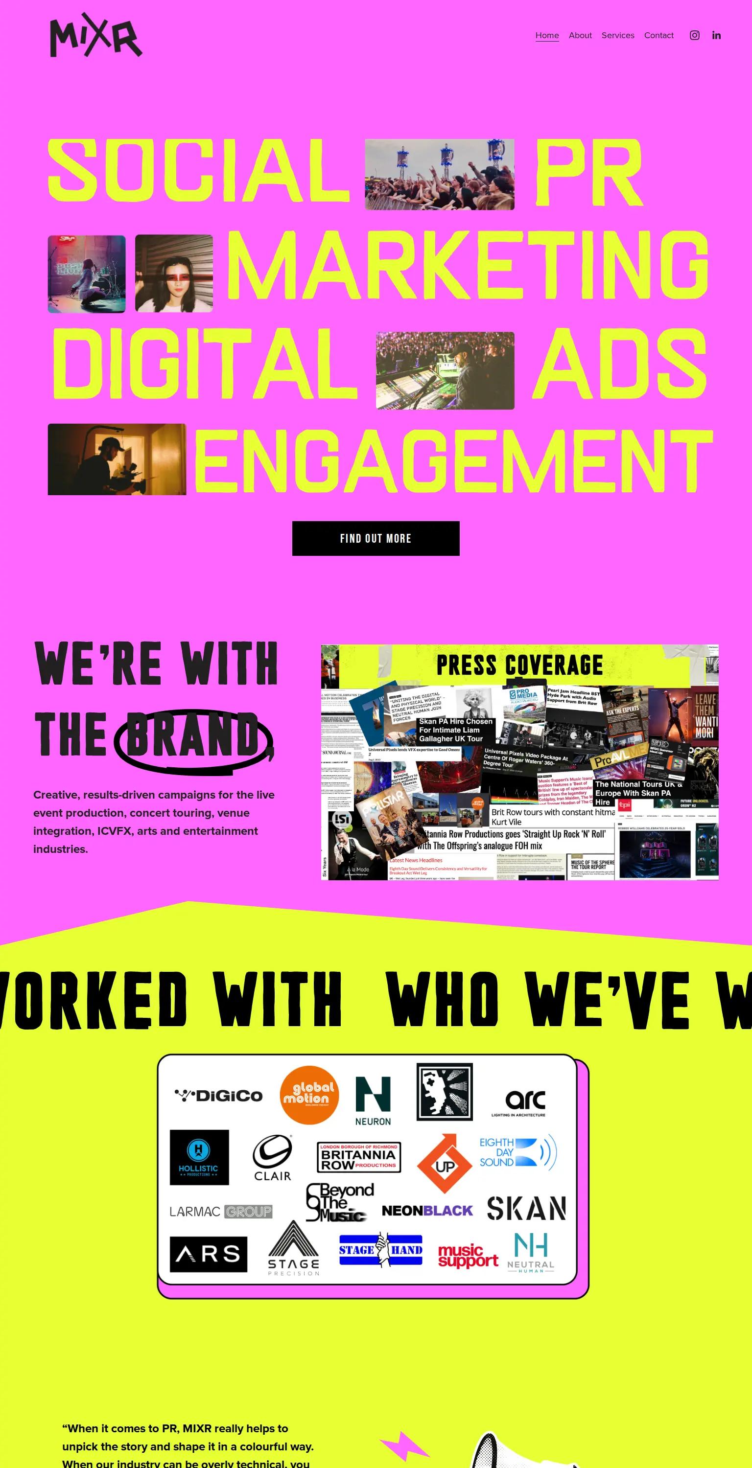 MIXR PR Agency screenshot