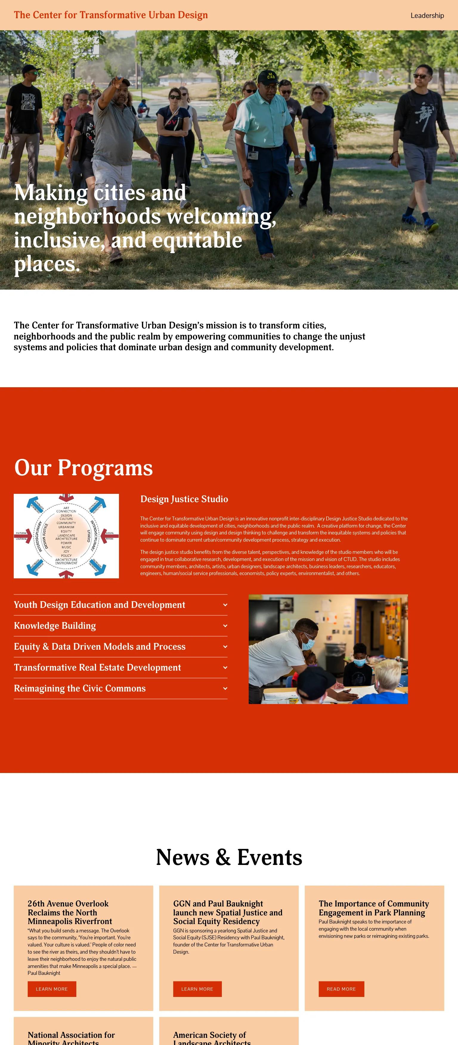 Center for Transformative Urban Design Leadership screenshot