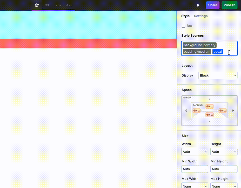 Rearrange and delete tokens in Webstudio