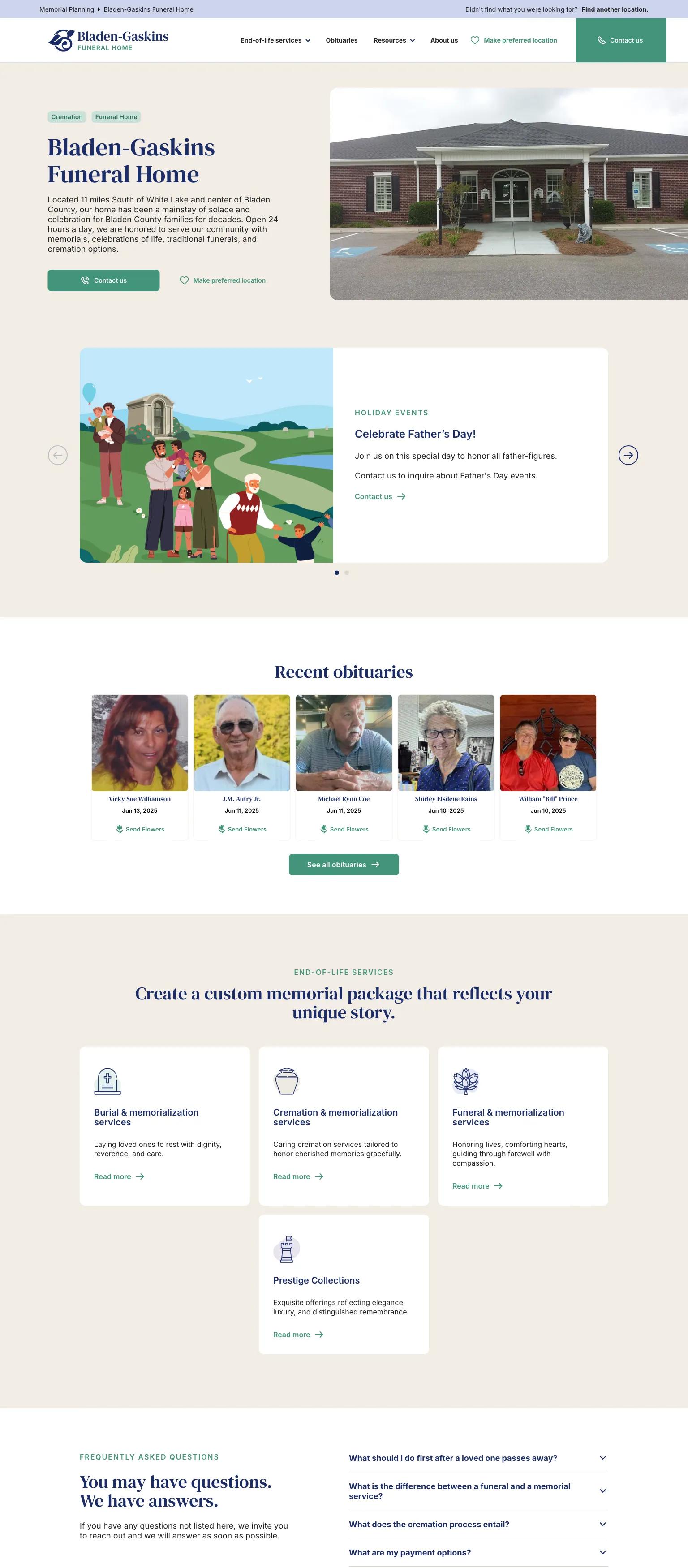 Bladen-Gaskins Funeral Home screenshot