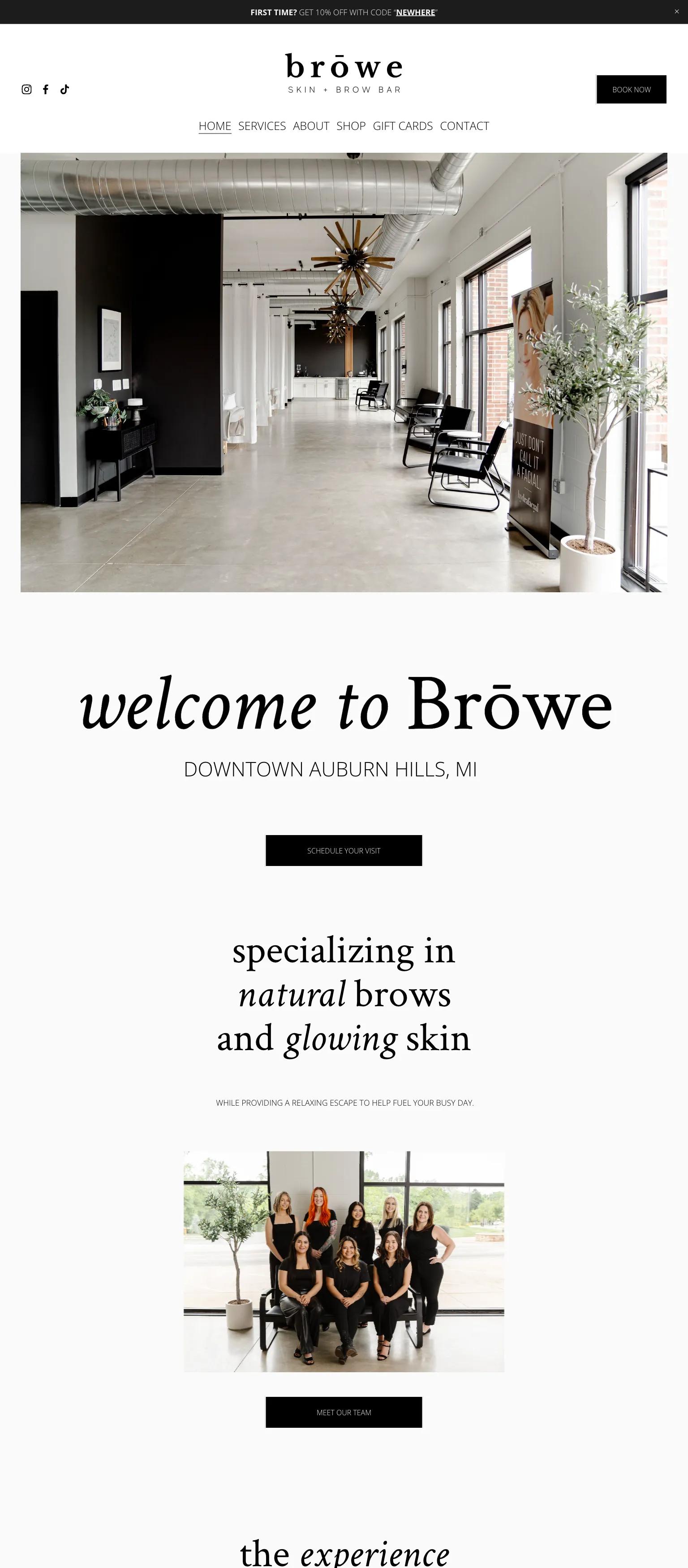 brōwe skin + brow bar screenshot