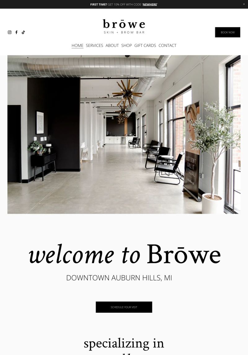 brōwe skin + brow bar screenshot