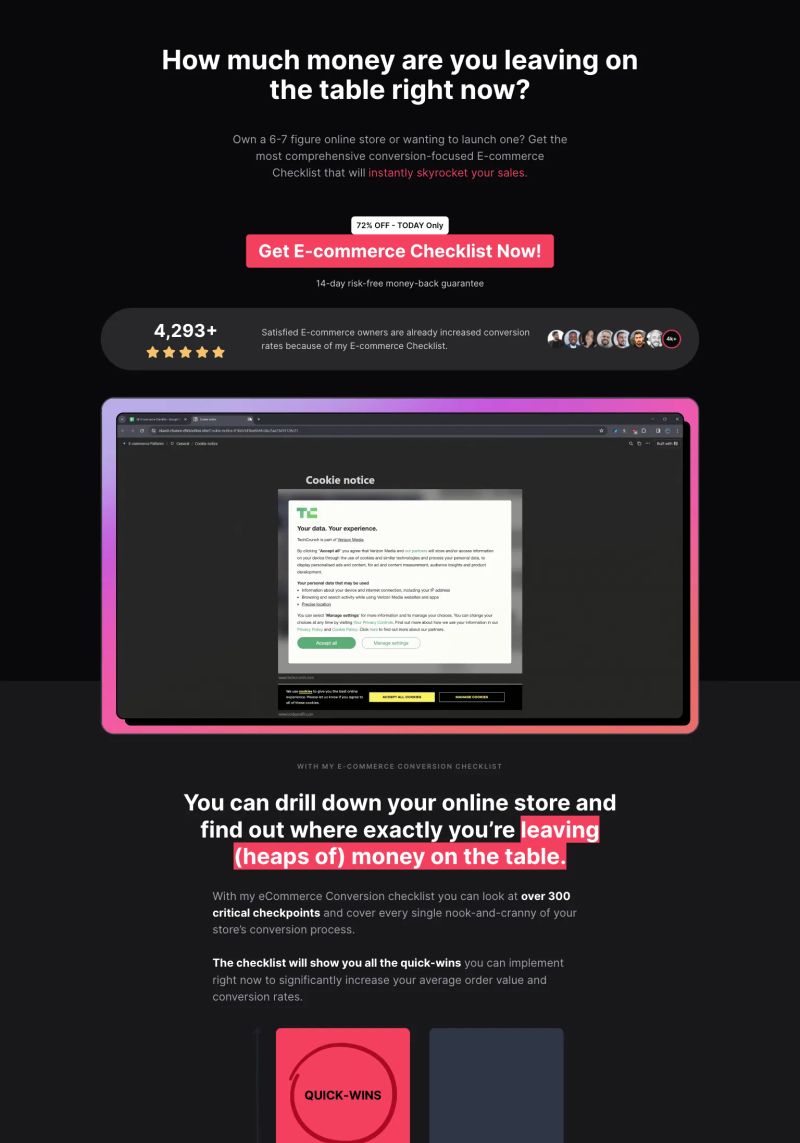 eCommerce Conversion Checklist screenshot