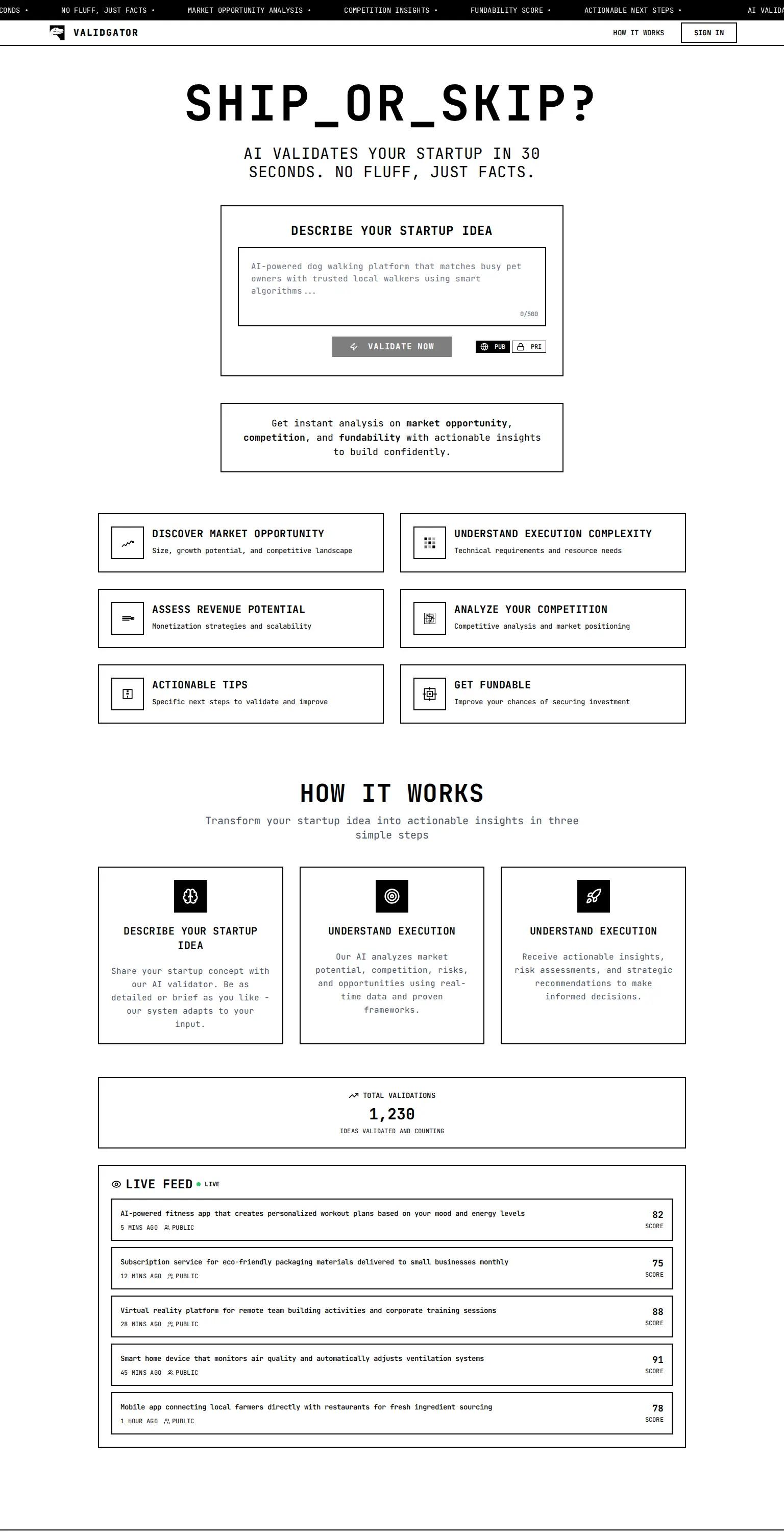 Validgator screenshot
