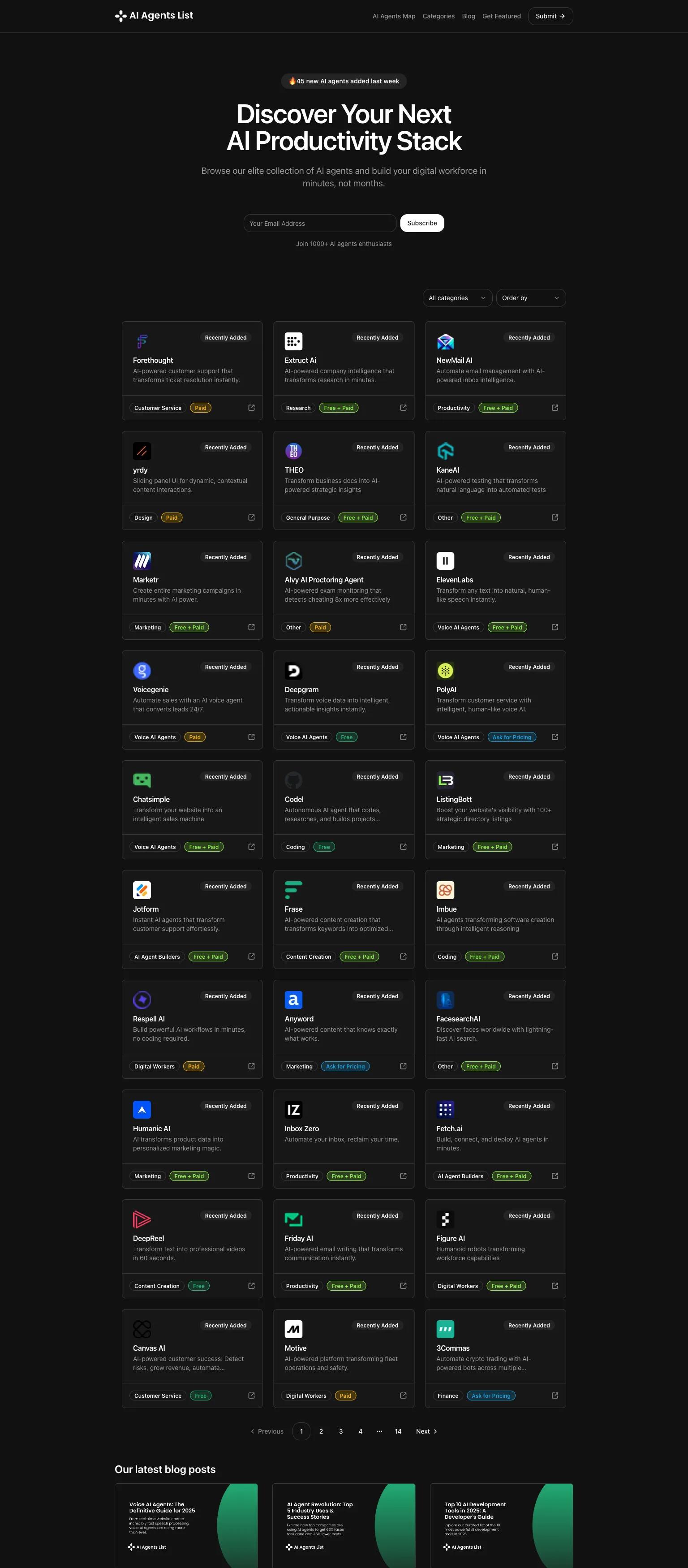AI Agents List screenshot