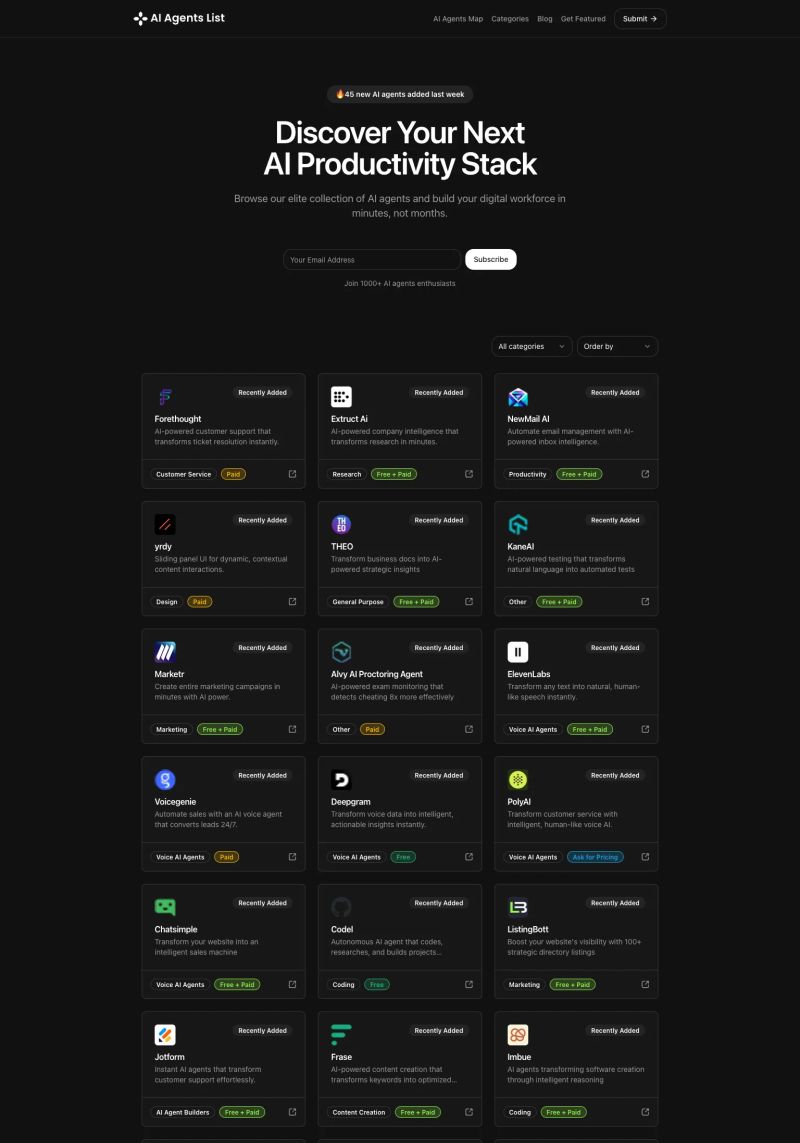 AI Agents List screenshot