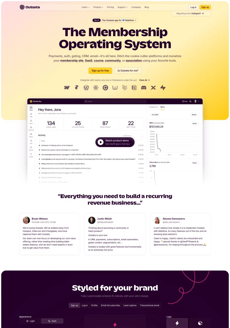 Outseta screenshot