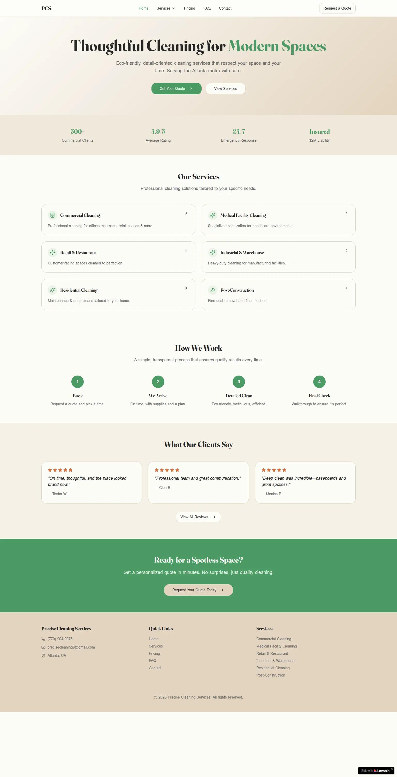 Precise Cleaning Services screenshot