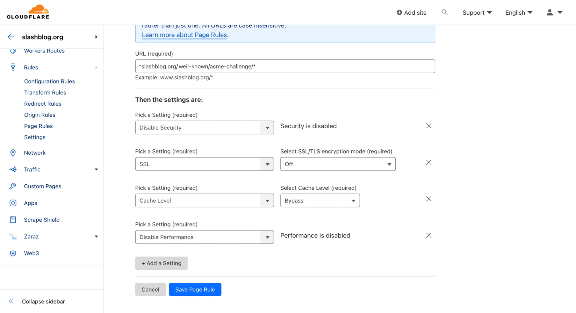 Cloudflare Ghost page rule to generate SSL certificate with proxy on