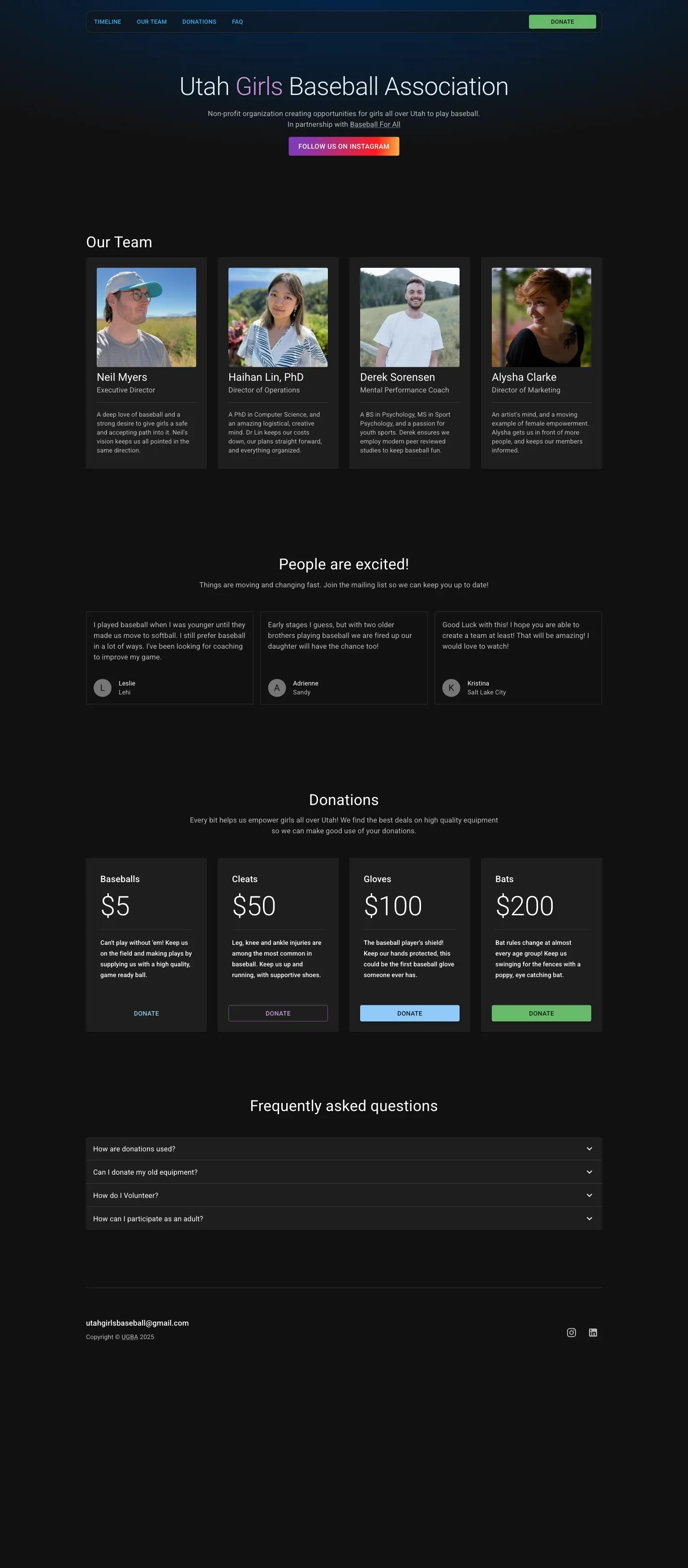 Utah Girls Baseball Association screenshot