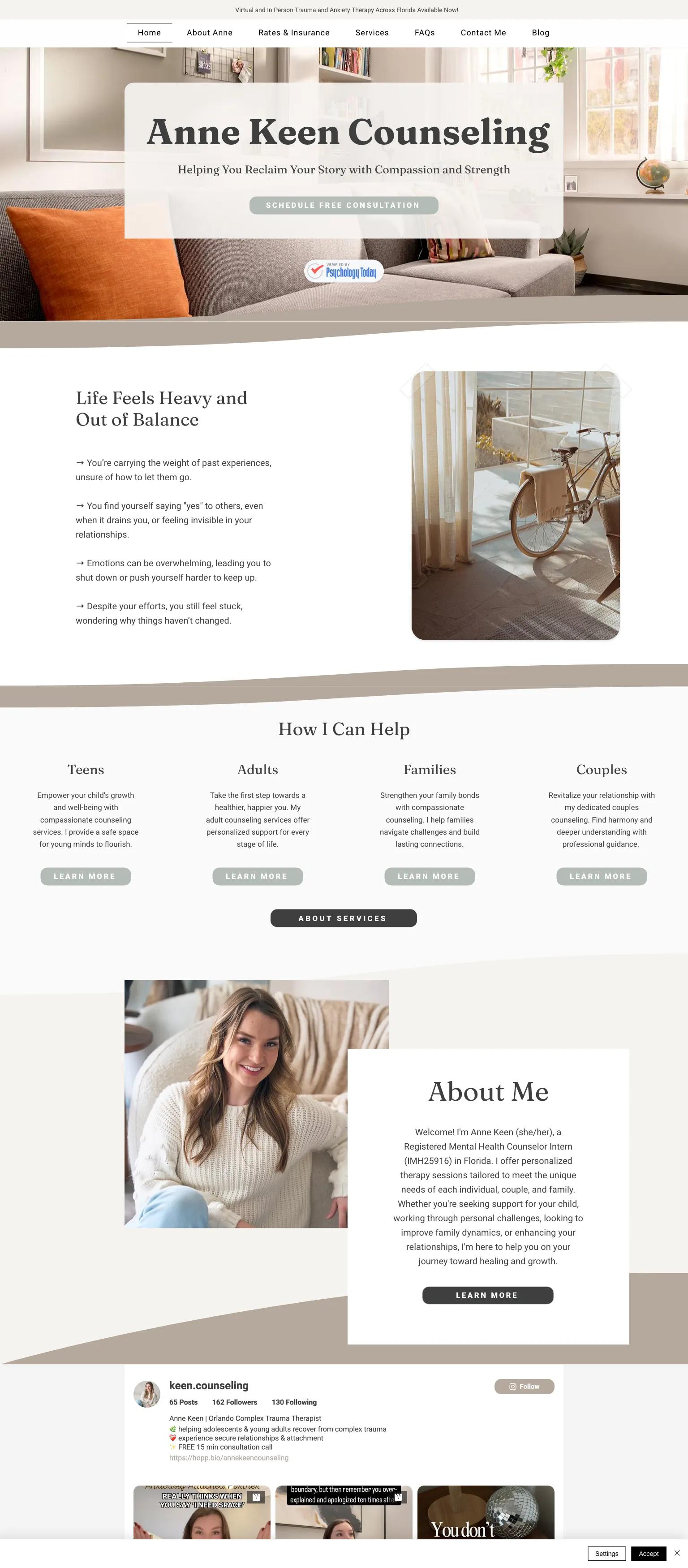 Anne Keen Counseling screenshot