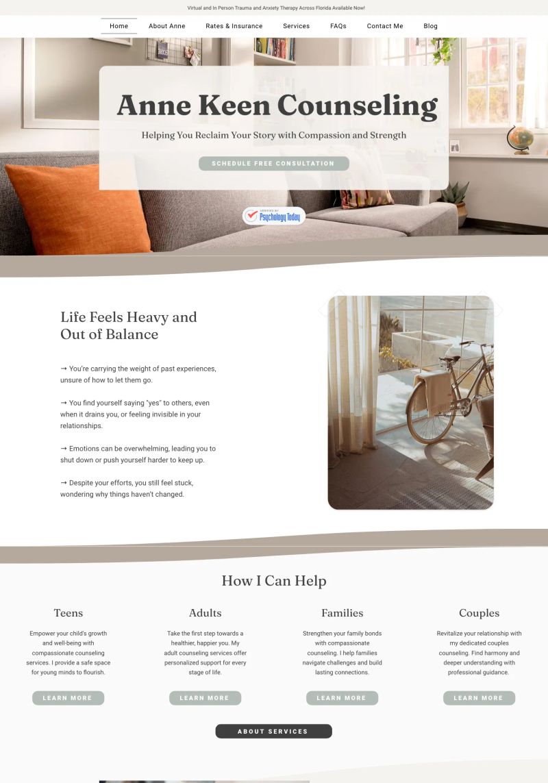 Anne Keen Counseling screenshot