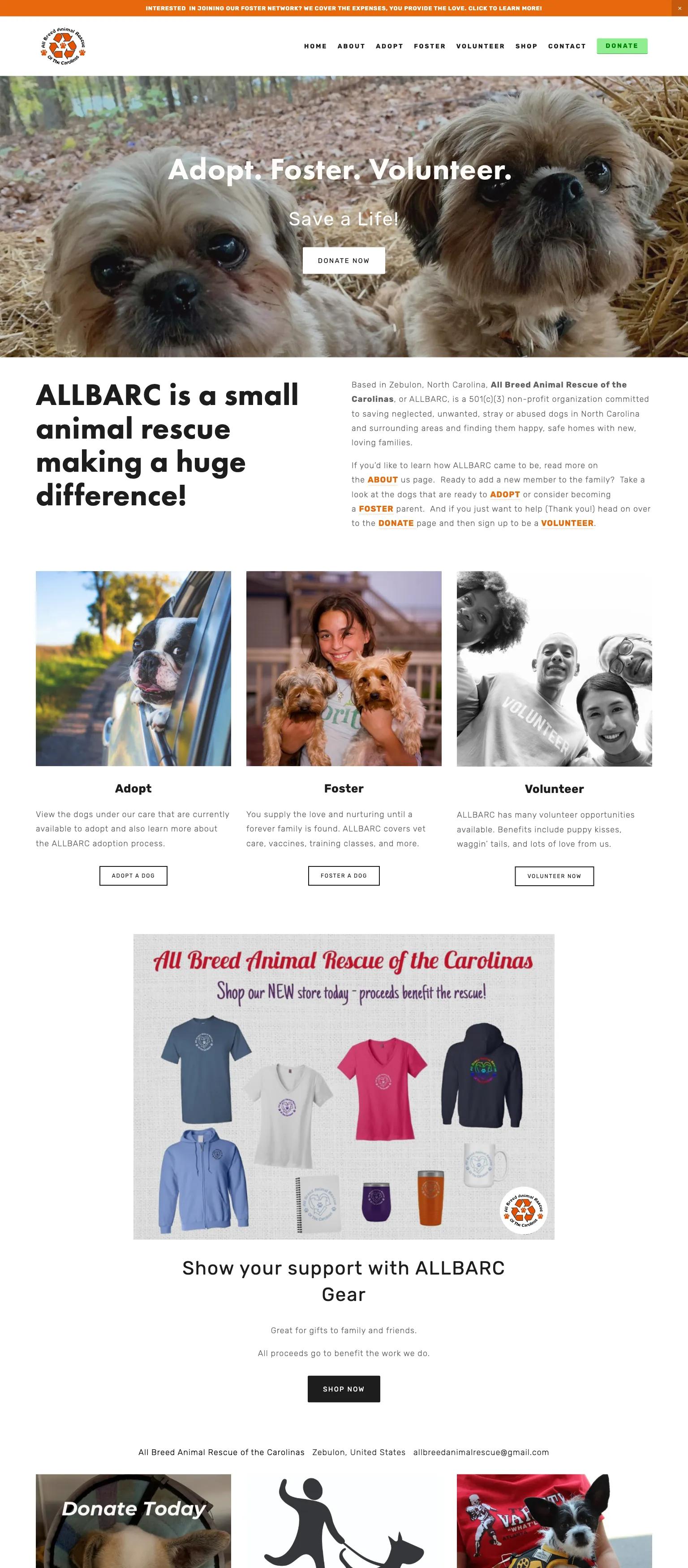 All Breed Animal Rescue of the Carolinas screenshot