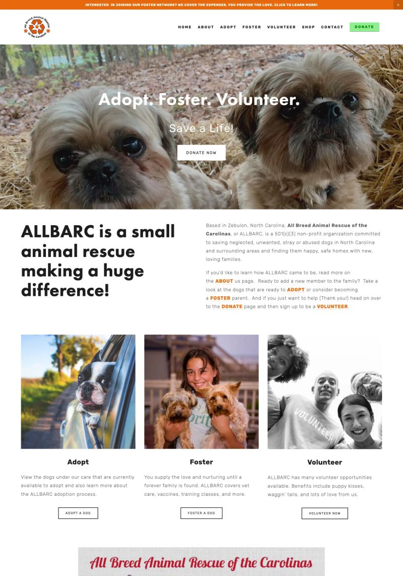 All Breed Animal Rescue of the Carolinas screenshot