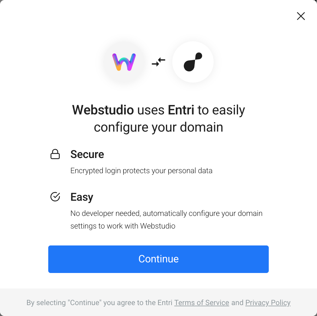 Webstudio Entri modal