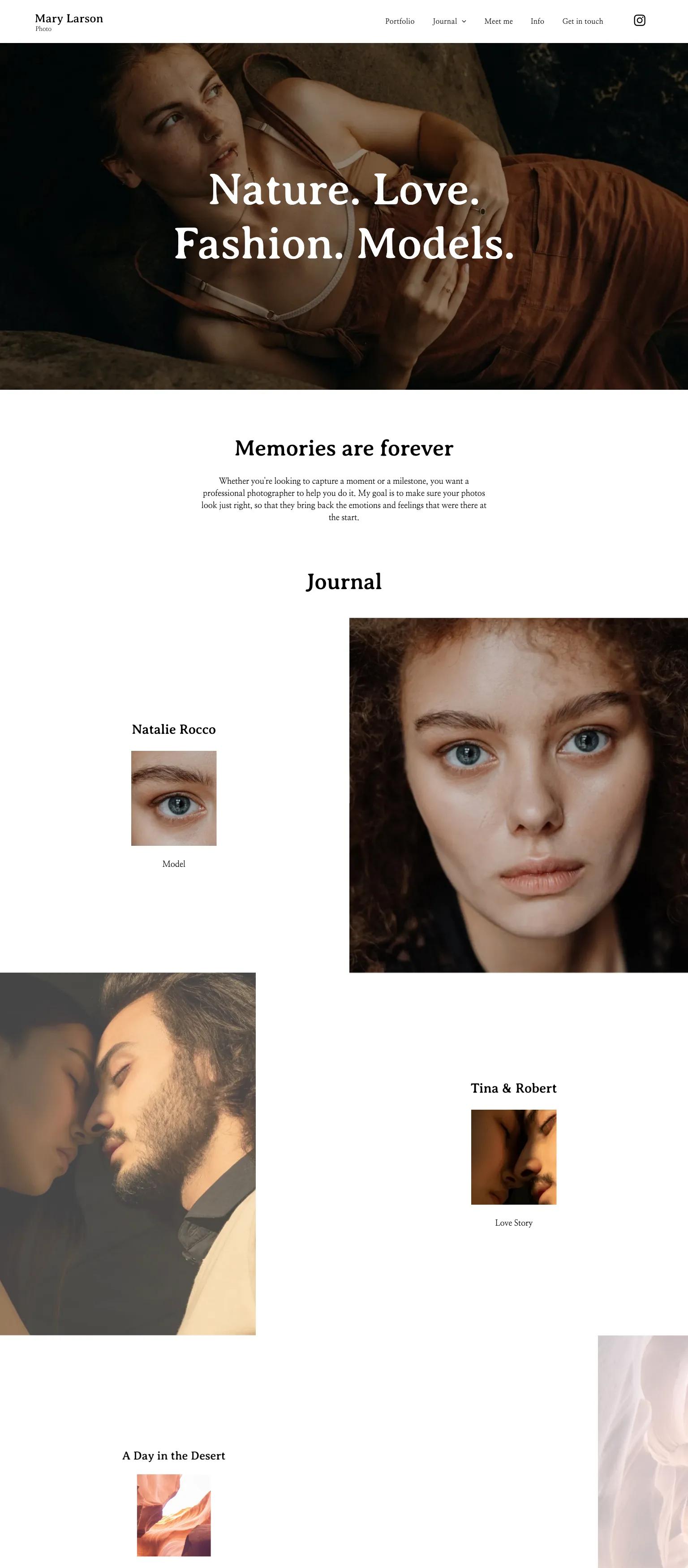 Photographer Portfolio screenshot