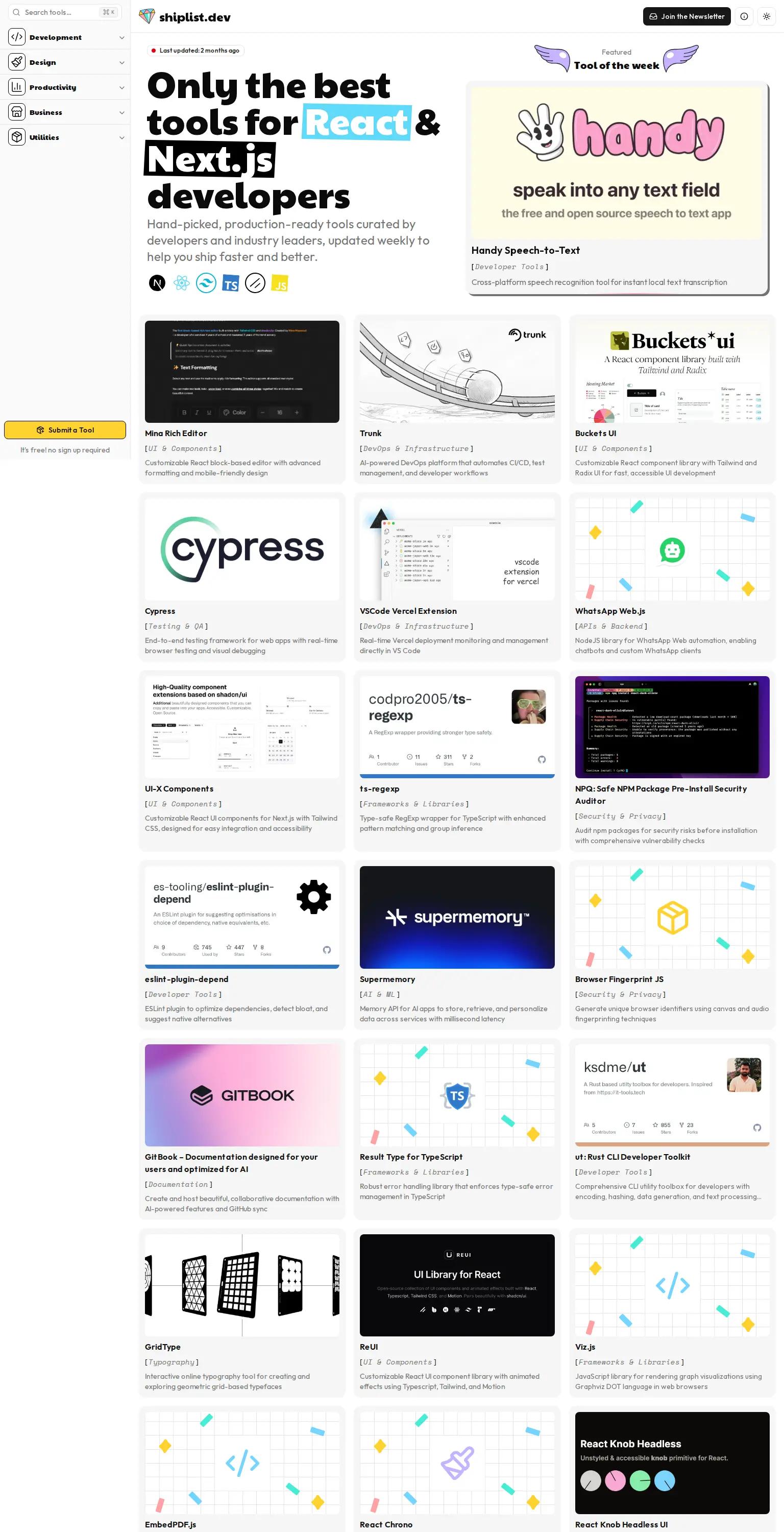 Shiplist.dev screenshot