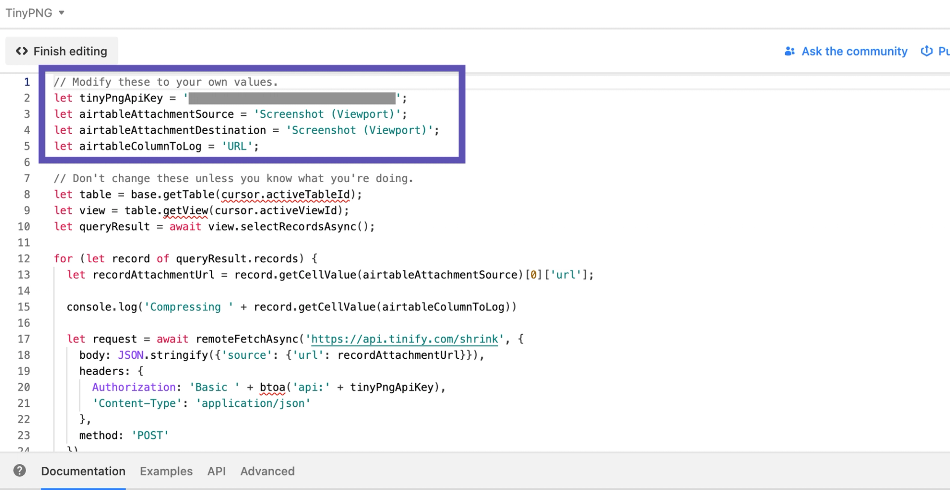 TinyPNG script in Airtable