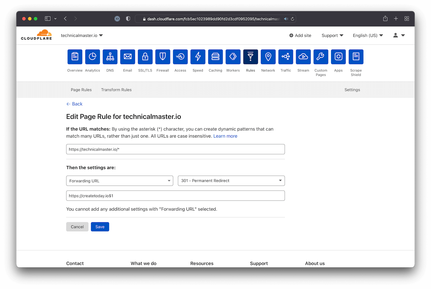 Cloudflare redirect 301 in bulk