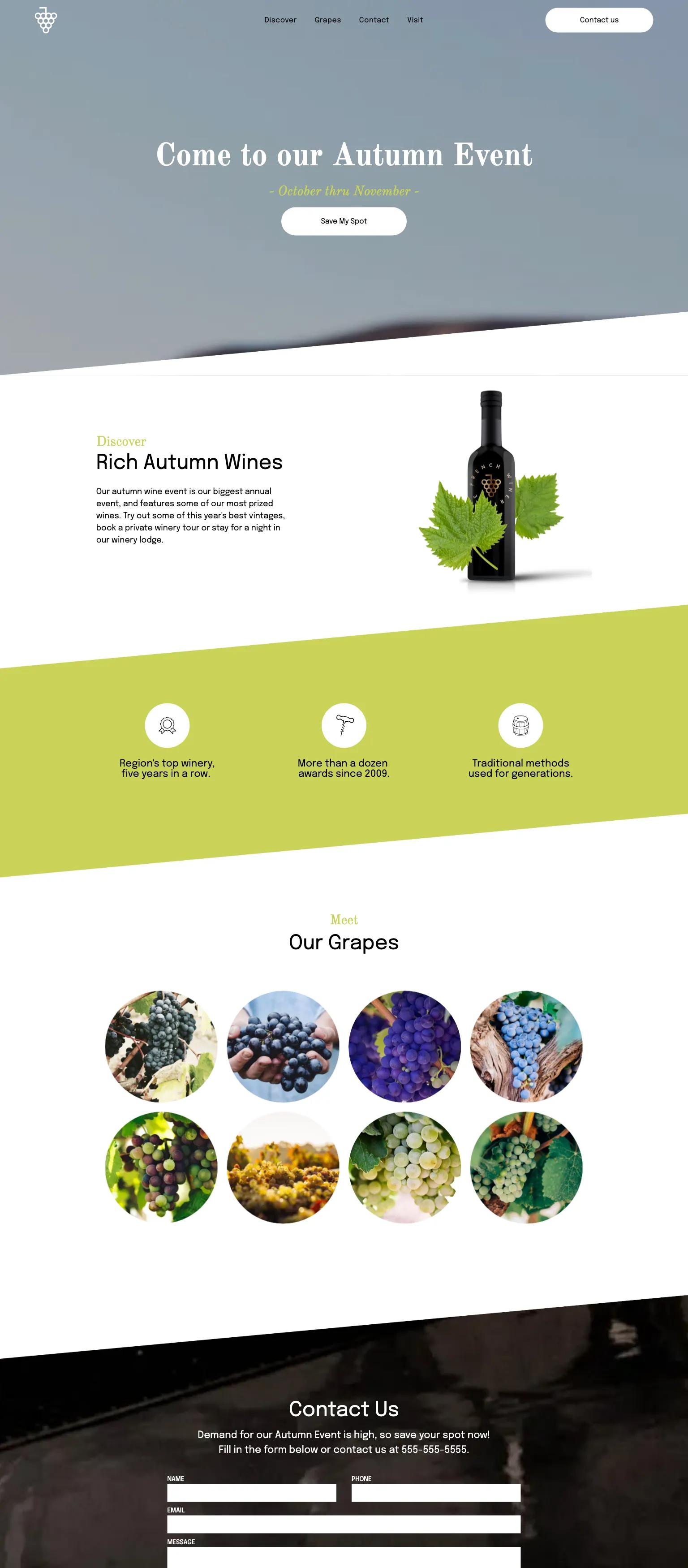 Winery Landing Page screenshot