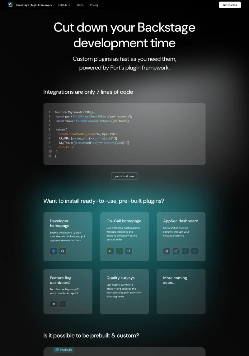 Backstage Plugin Framework screenshot
