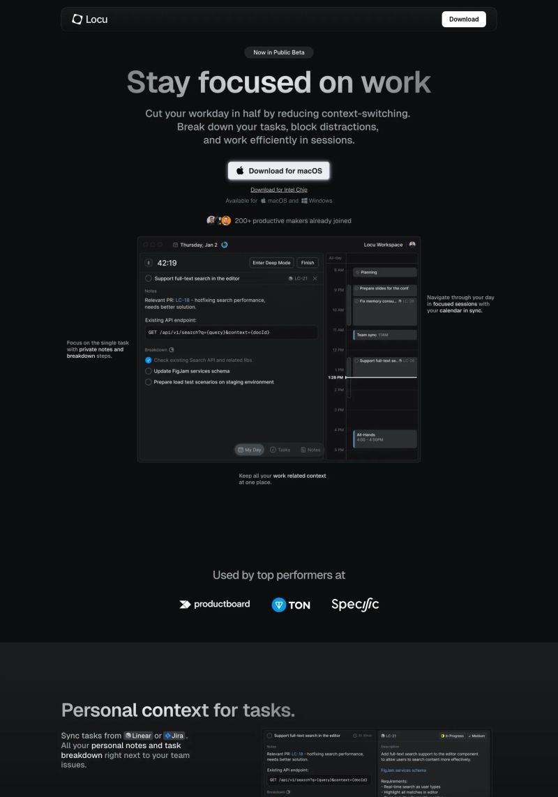Locu screenshot