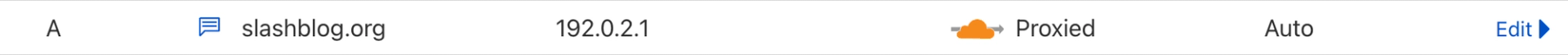 Root domain DNS record with proxy on