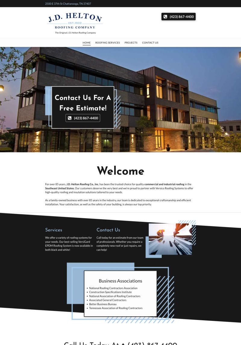 J.D. Helton Roofing Co screenshot