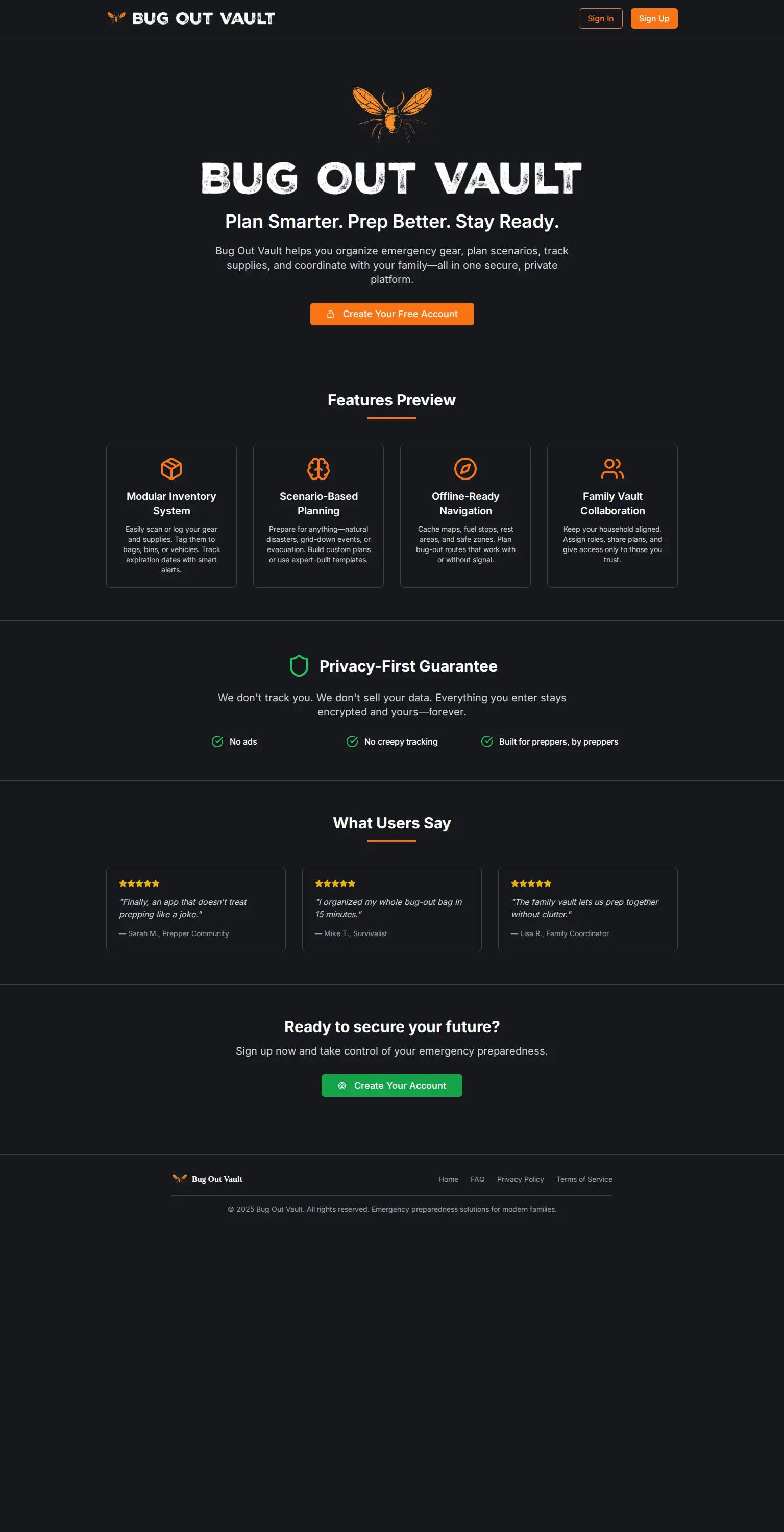 Bug Out Vault screenshot