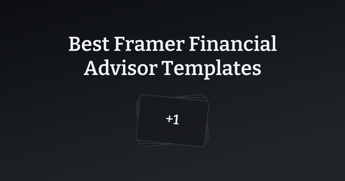 Best Framer Financial Advisor Templates with count