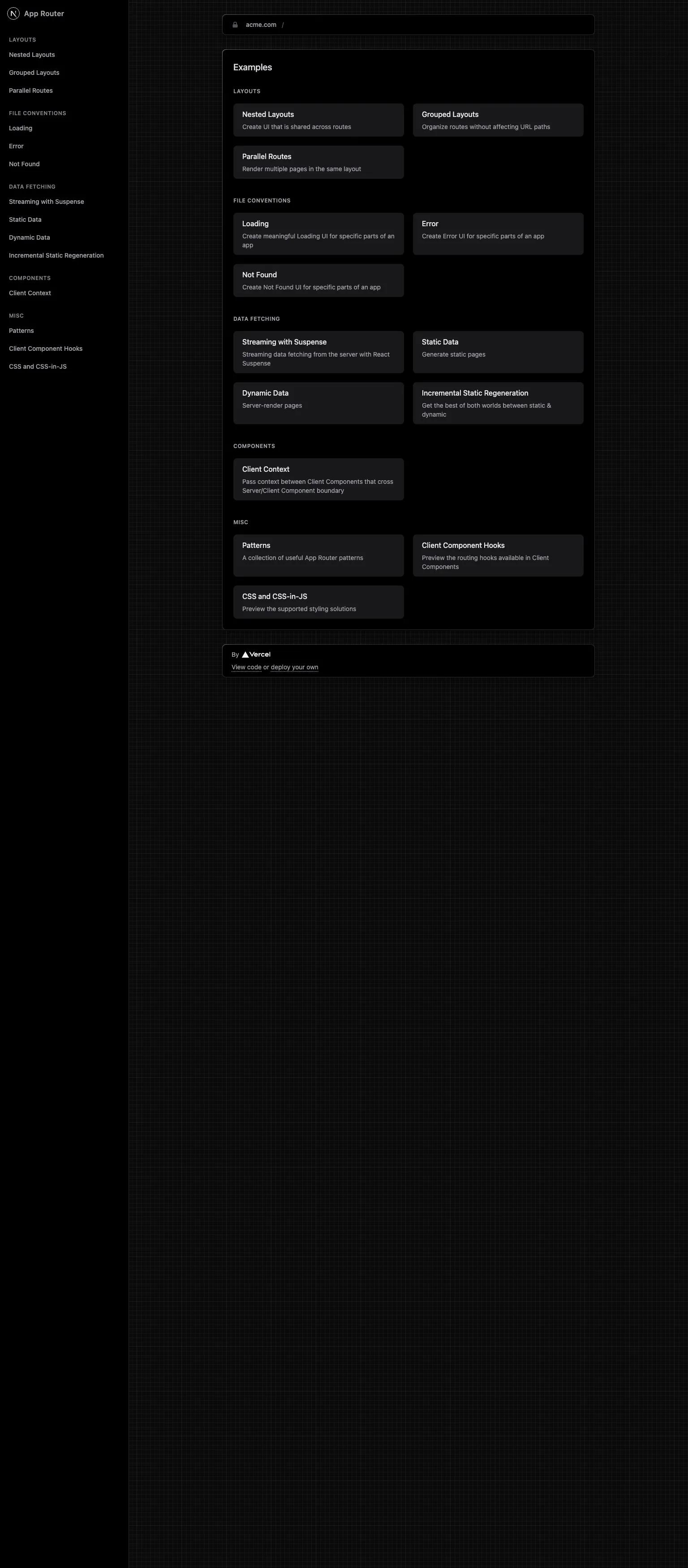 Next.js App Router Playground screenshot