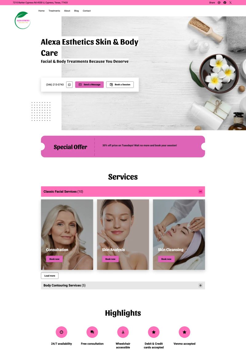 Alexa Esthetics Skin & Body Care screenshot