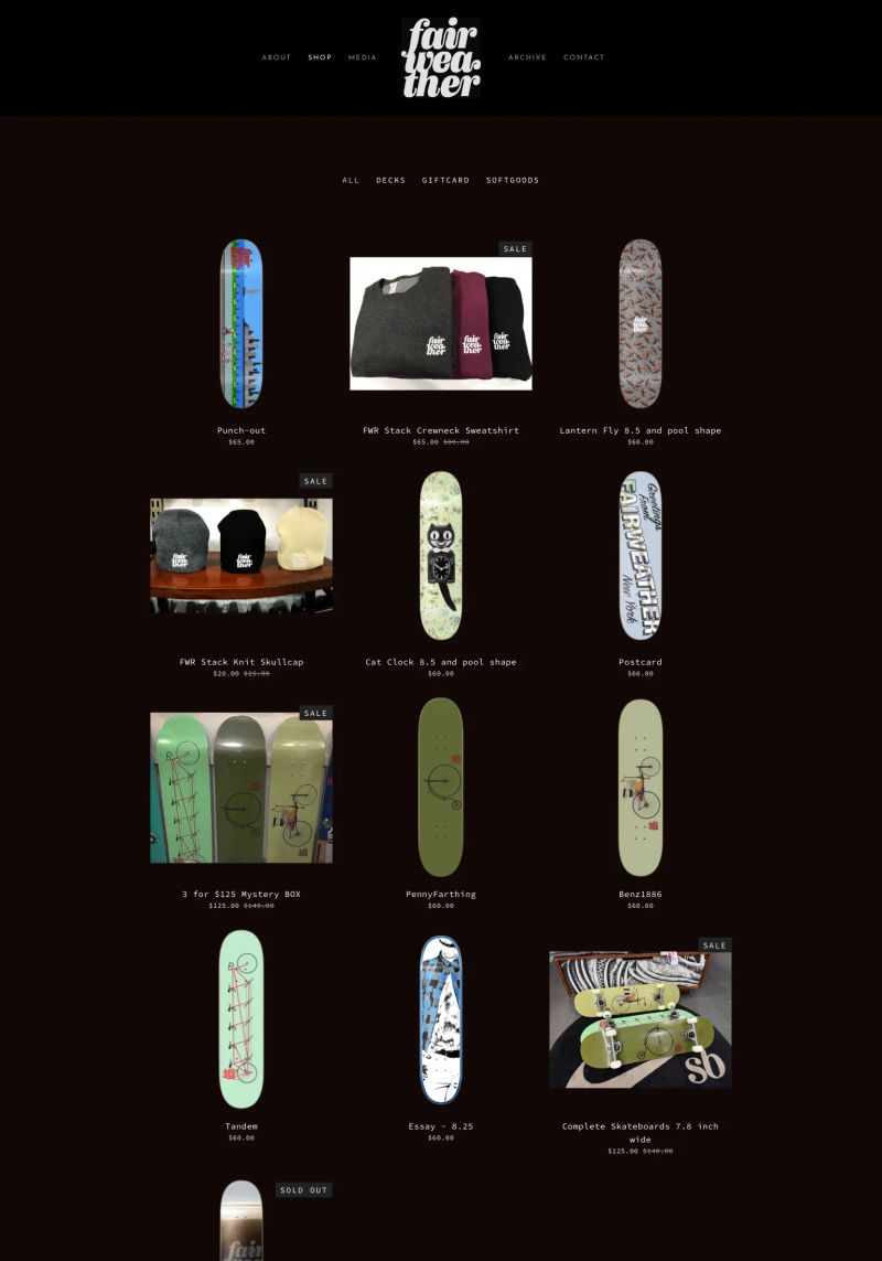 Fairweather Skateboards screenshot