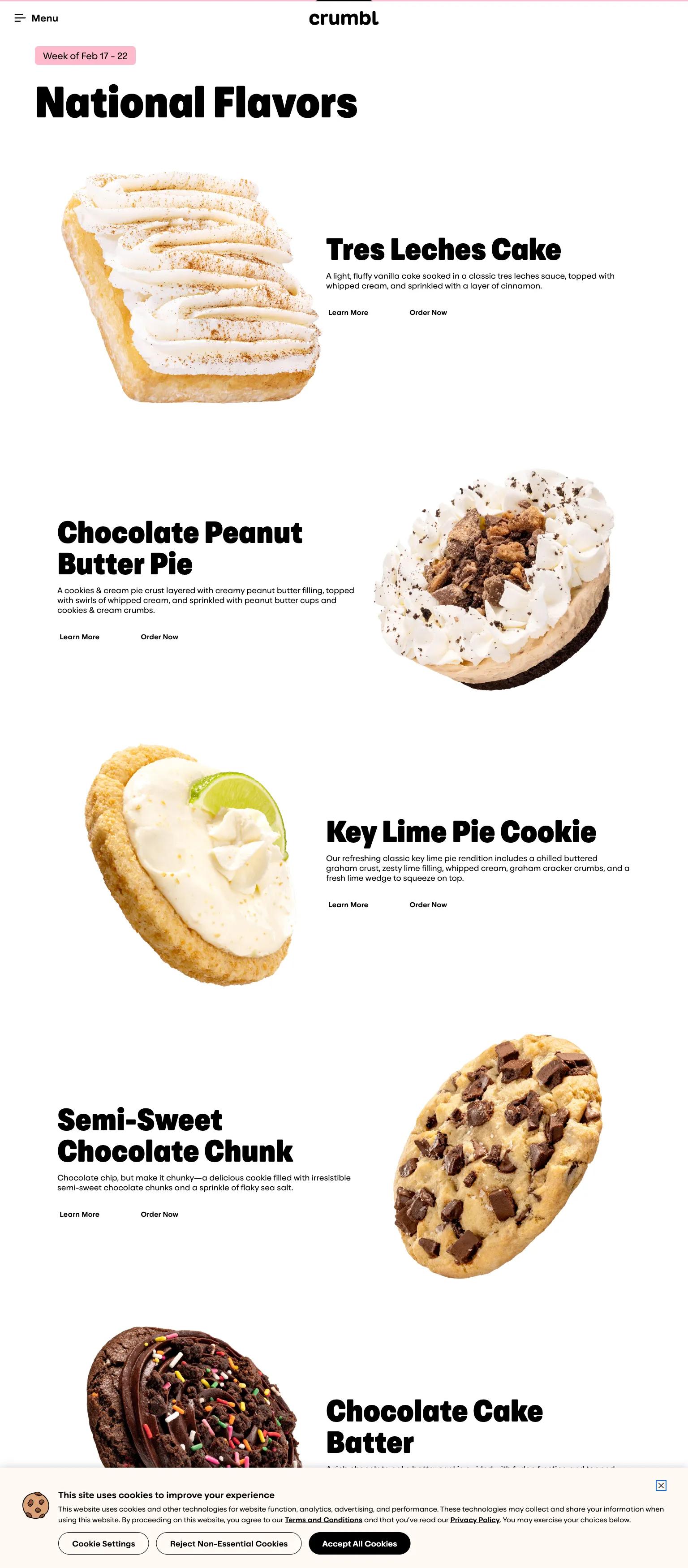 Crumbl Cookies screenshot