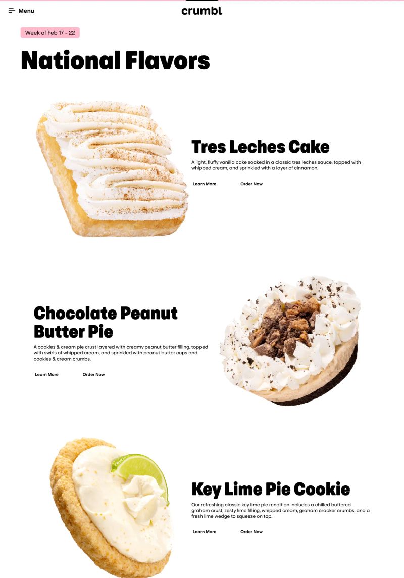 Crumbl Cookies screenshot